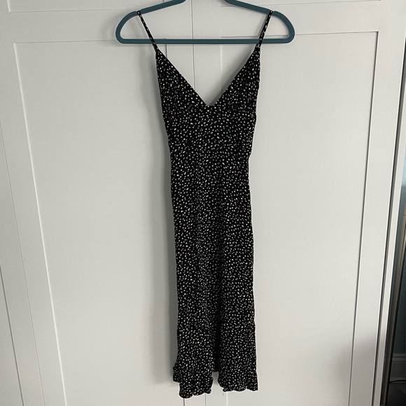 Reformation Dove Midi Dress Plunge Neck Confetti Polka Dot Black Size 2, XS/S - Picture 4 of 13